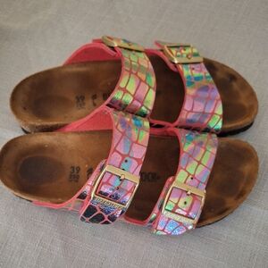 Birkenstock Arizona pink croc sandals 8